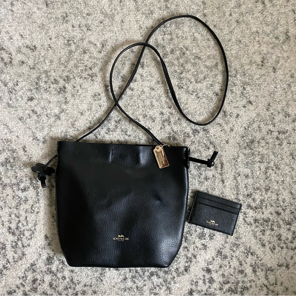 Coach Derby Slim Black Leather Crossbody Bag